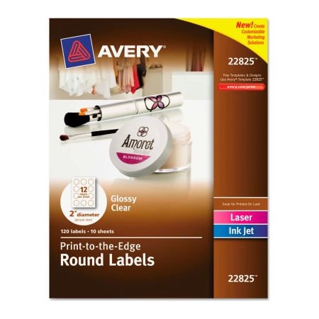 Avery Avery Round Easy Peel Labels, 2" Dia., Glossy, Clear, 120/Pack 22825